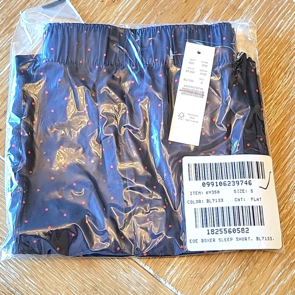 J.Crew Men's Boxer Shorts Sz Small Blue/Red Dot 100% Cotton NWT